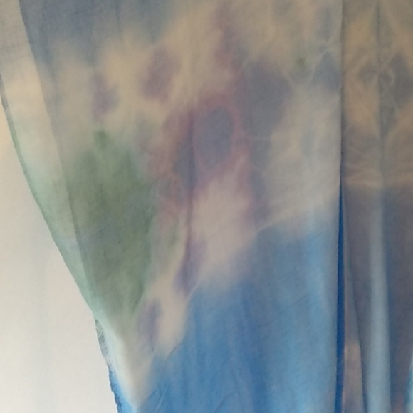 Blue White Rauna Kaftan Shawl Wrap  by Bella Collection CLOUDS N' SKIES SLITS - Picture 3 of 6